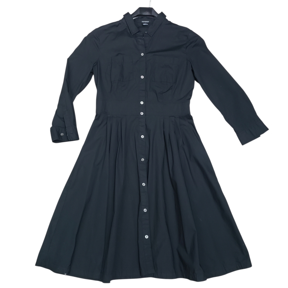 Club Monaco Pleated Button Front Black Dress Size 8
